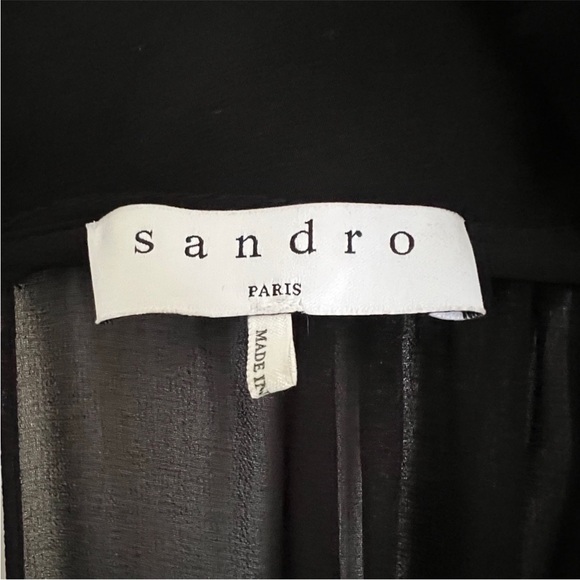 Sandro Pointers Sheer Crossover Jumpsuit Jumper Black Sz 1 US Size 4 Small - Picture 6 of 8